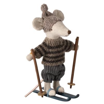 Maileg WINTERMAUS mit Skiset, großer Bruder grau