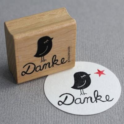 Perlenfischer Stempel Typografie Vogel mit Danke