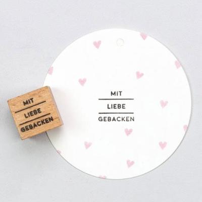 Perlenfischer Text-Stempel: MIT LIEBE GEBACKEN