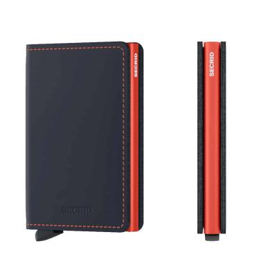 SECRID Geldbörse Slimwallet Leder matte - matte nightblue/orange