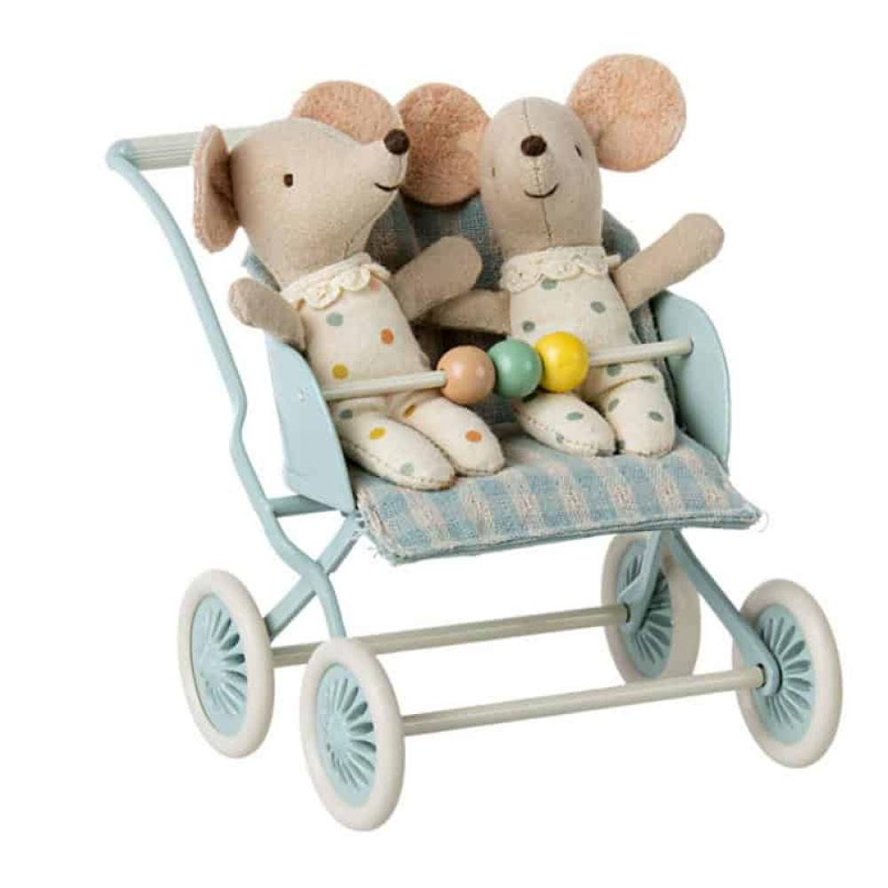 Maileg Kinderwagen Babymäuse minze