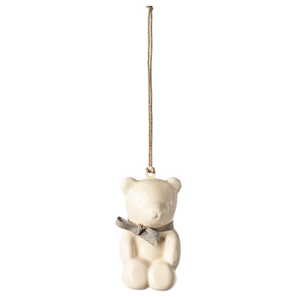 Maileg Metallornament Teddybär weiß/blau