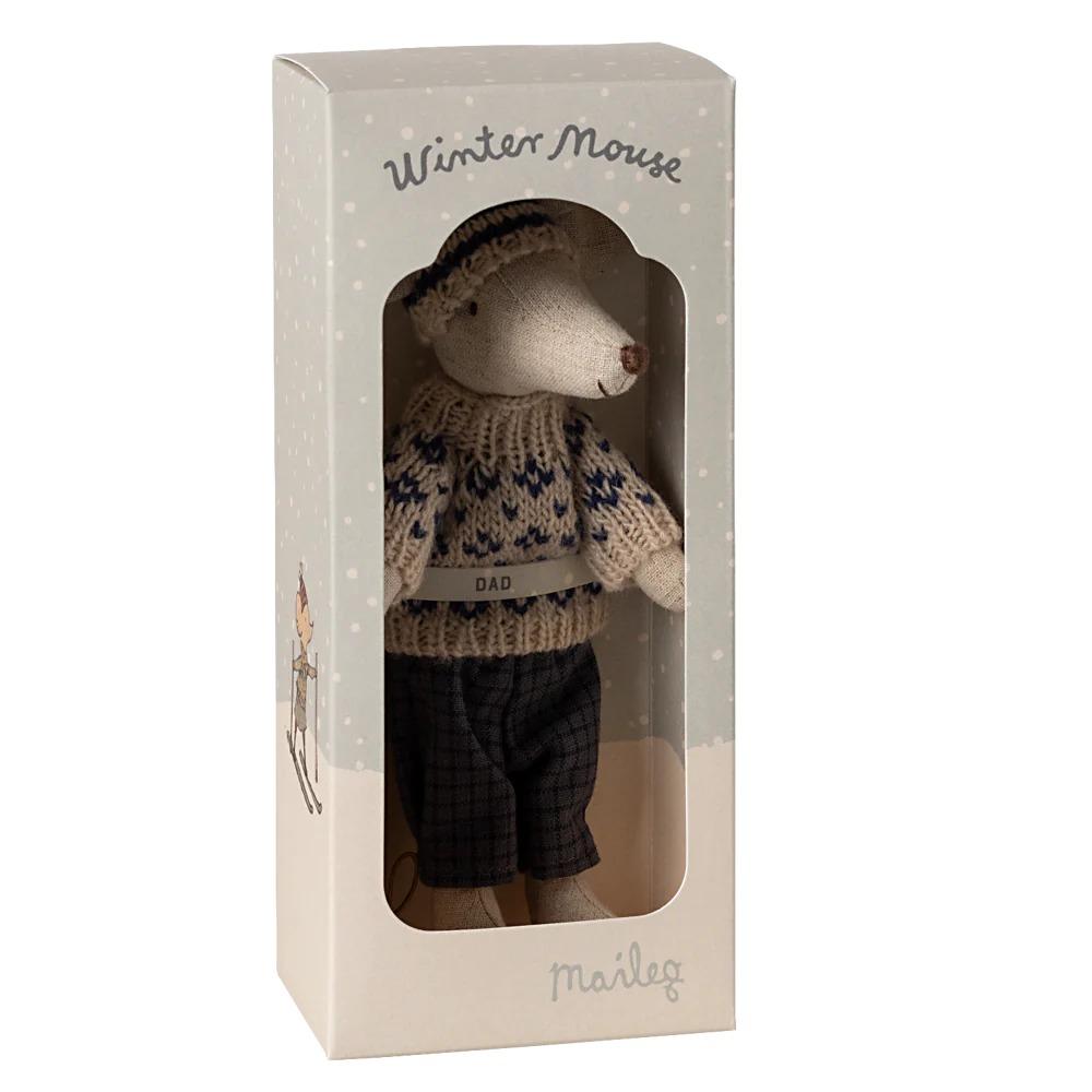 Maileg WINTERMAUS mit Skiset, Papa blau