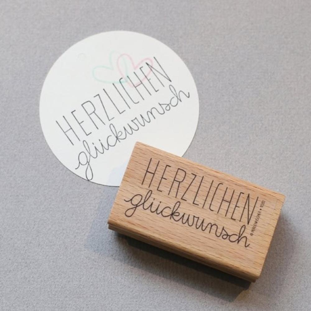 Perlenfischer Text-Stempel HERZLICHEN GLÜCKWUNSCH