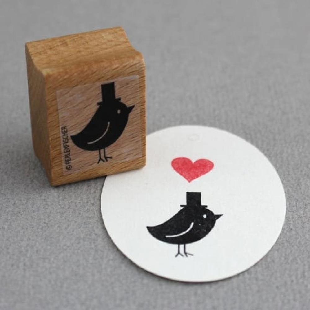 Perlenfischer Stempel Tiere: VOGEL mit Hut