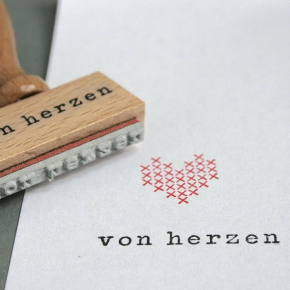 Perlenfischer Text-Stempel VON HERZEN