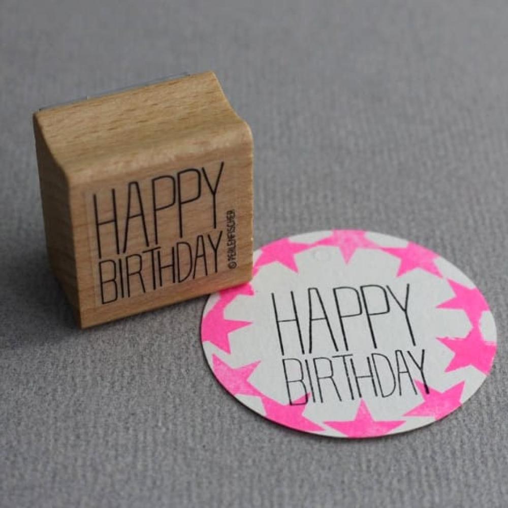 Perlenfischer Text-Stempel: HAPPY BIRTHDAY Block